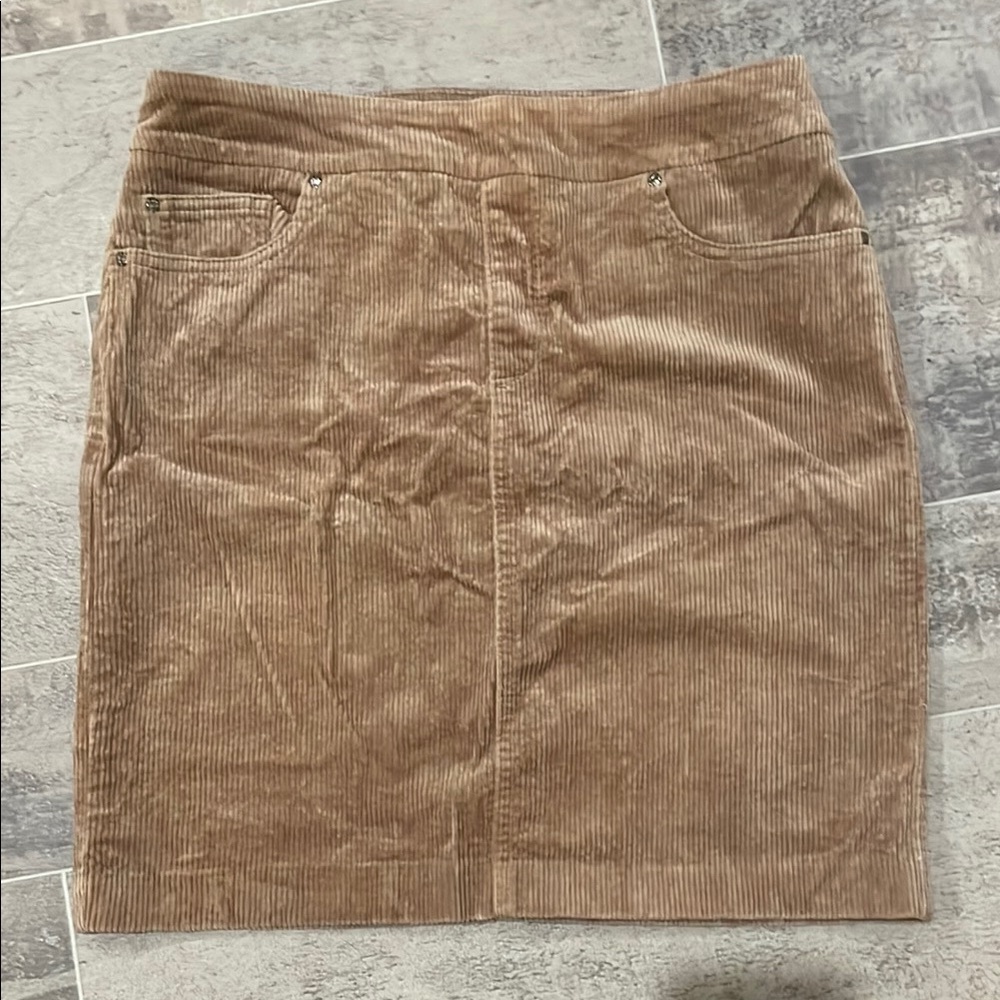 3/$20 Tan Knee-Length Corduroy Pencil Skirt